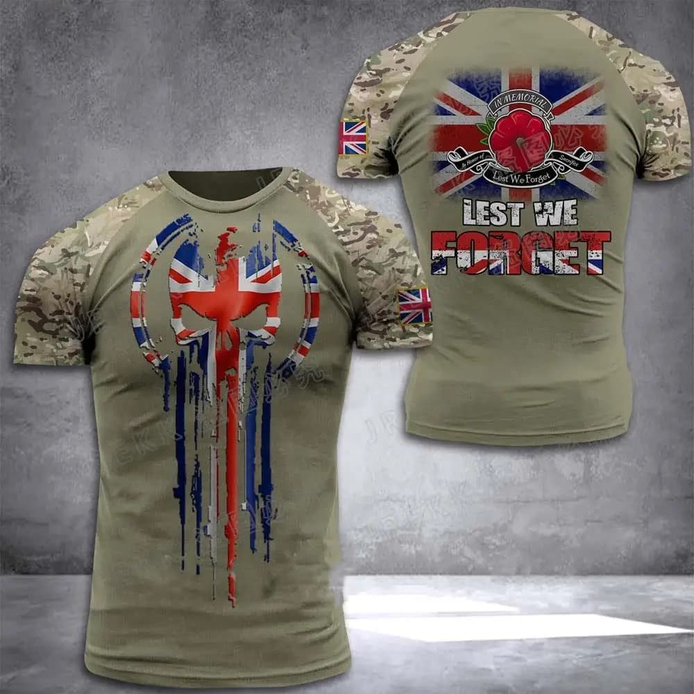 2024 été drapeau britannique graphique t-shirt pour hommes vêtements de sport 3D imprimé champ Camou