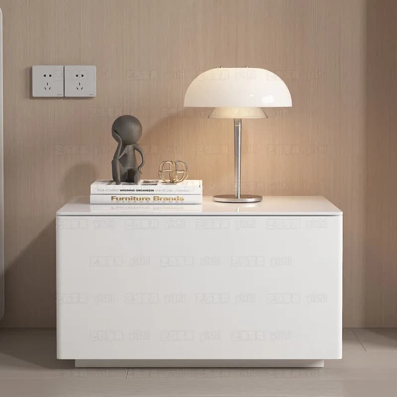 Table de chevet moderne blanche avec rangement, table de nuit minimaliste sur pied, commode à tiroir