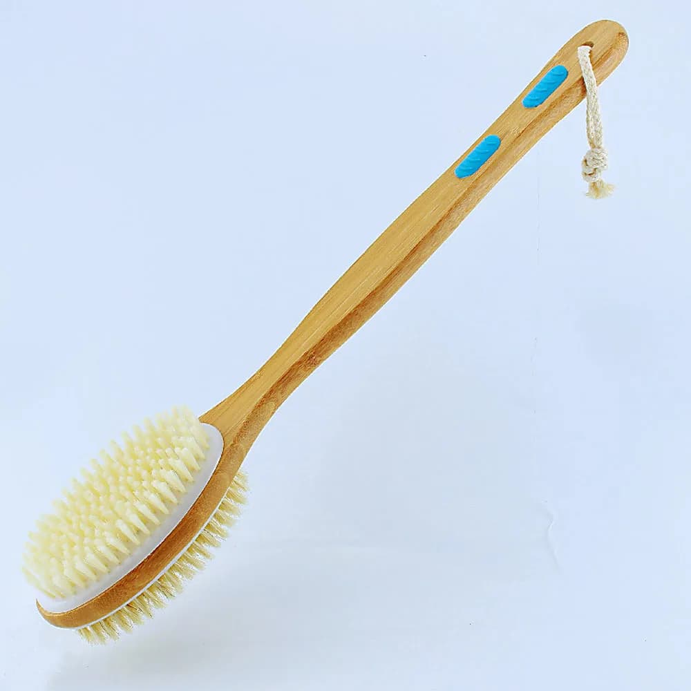 Brosse corporelle avec brosse de nettoyage du dos, brosse de bain double face à long manche, poils d