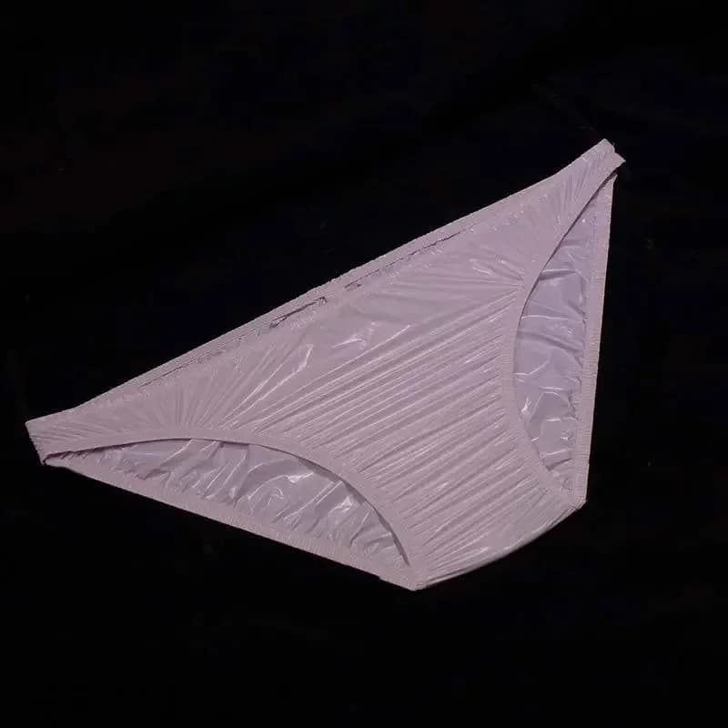 Mâle Sexy Ultra-mince EPU Film plastique culotte blanche femmes transparent doux Anti-fuite hygiène 