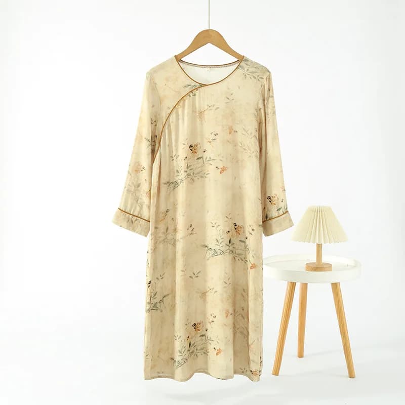 Robe de nuit d'inspiration Hanfu orientale pour femmes, Vintage, avec patte inclinée, chemise de nui