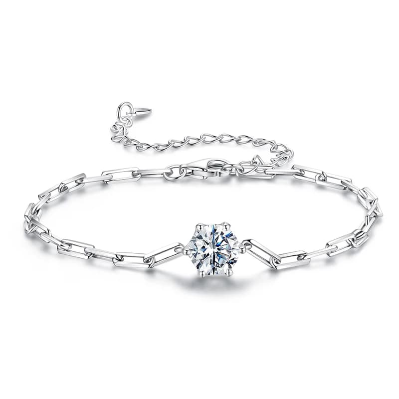 Bamoer U 1CT – Bracelet en Moissanite en argent Sterling 925, longueur réglable, certifié, bijoux fi
