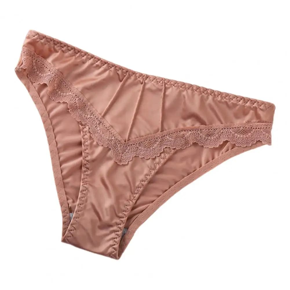 Sous-vêtements taille basse pour femmes, garniture en dentelle florale, culotte extensible soyeuse, 