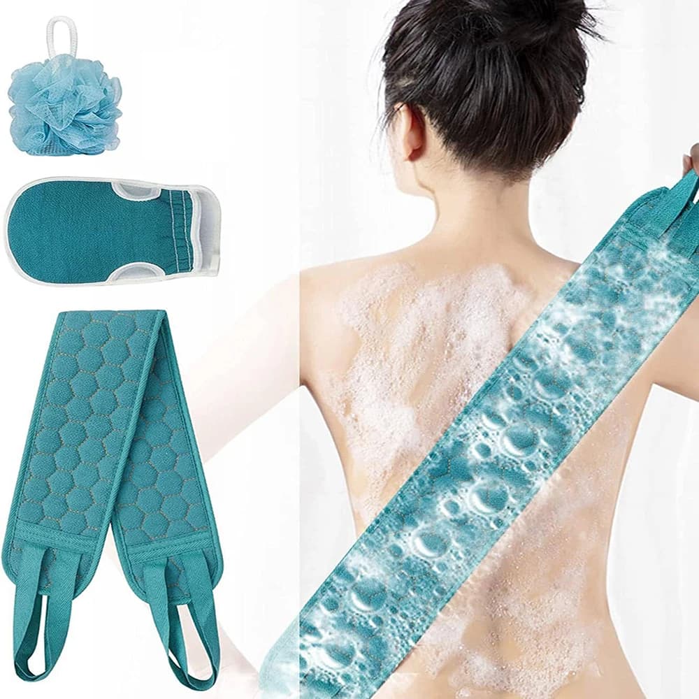 Ensemble de gommages exfoliants pour le corps - Comprend un gommage pour le dos, un gant de bain et 