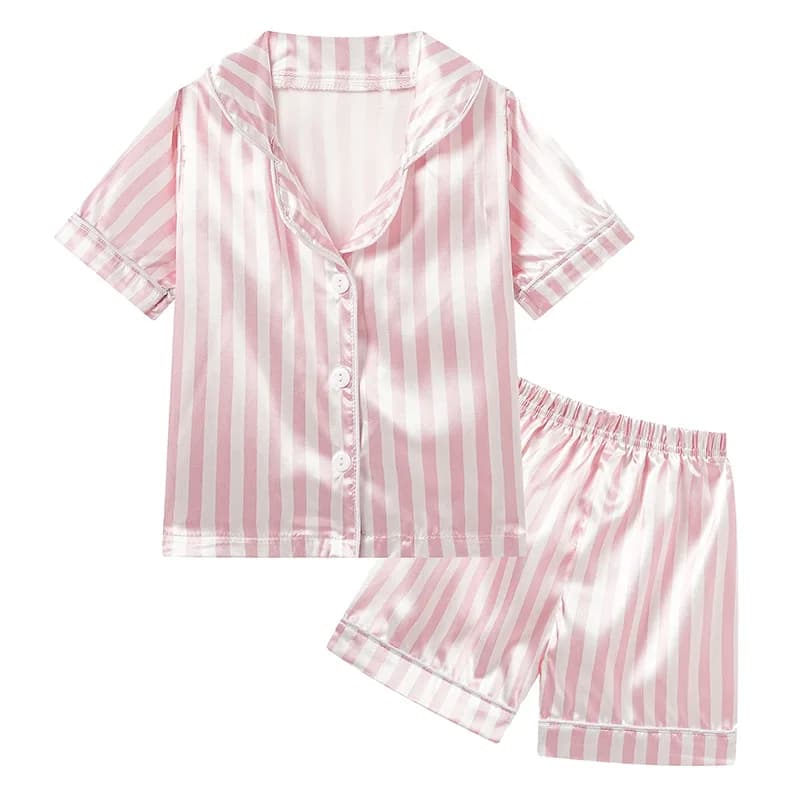 Ensemble Pyjama à Manches Courtes pour Bébé Fille et Garçon, Vêtements de Nuit à Rayures, à la Mode,