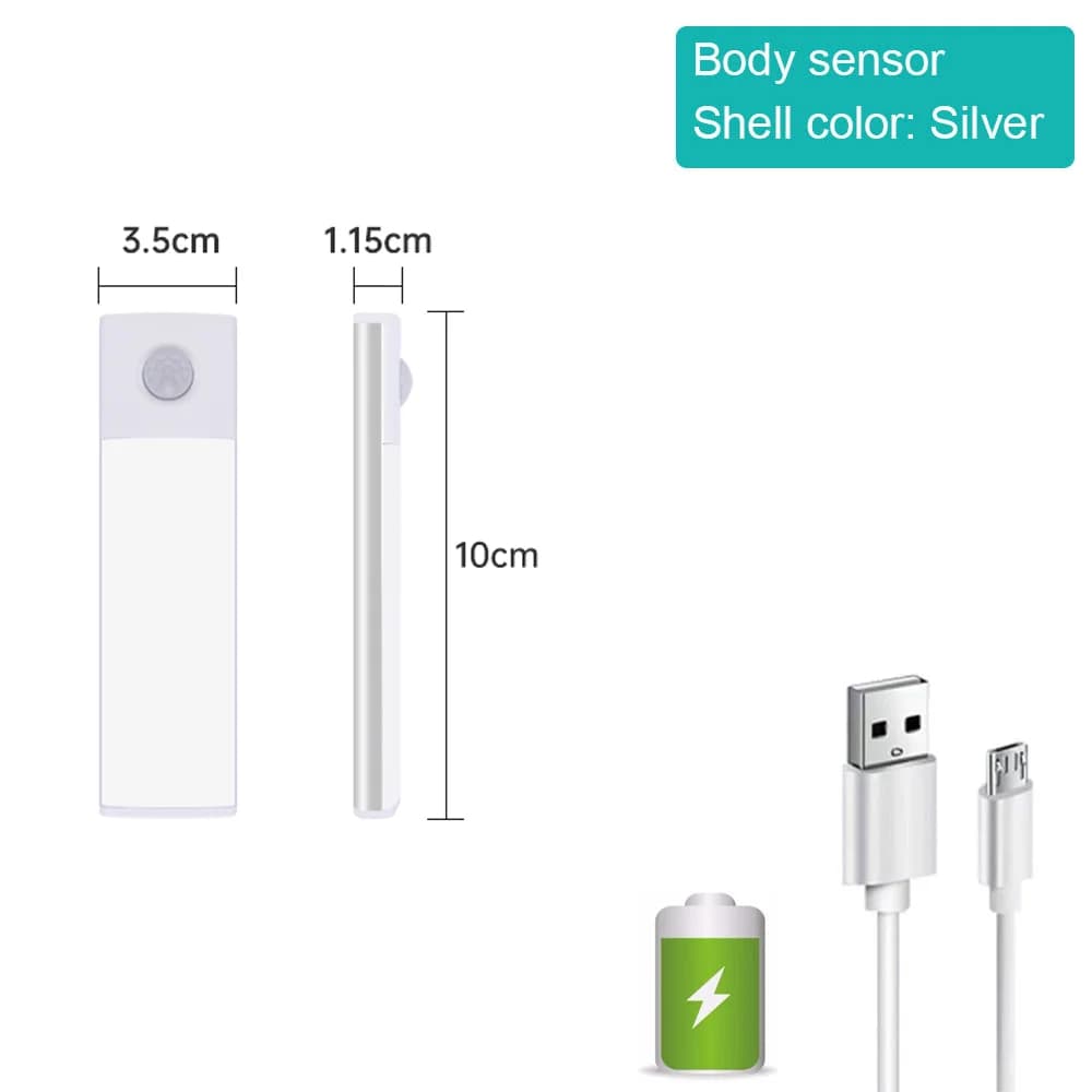Chambre veilleuse capteur de mouvement lumières sans fil USB sous armoire lumière pour armoires de c