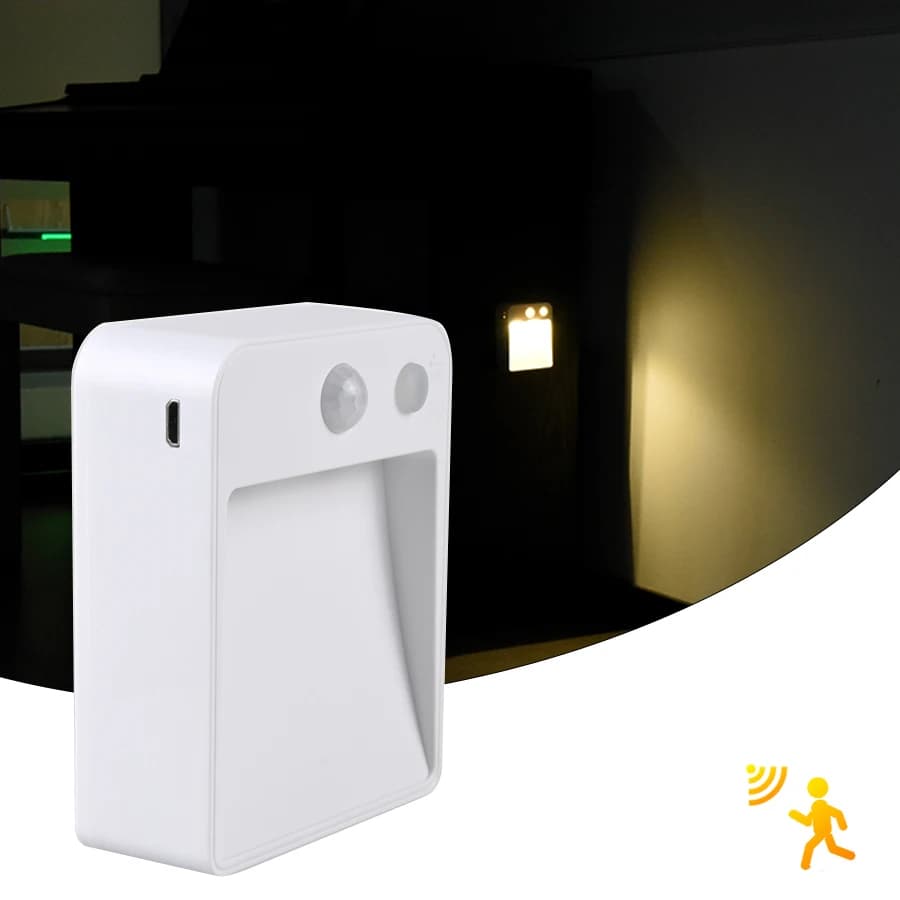 Détecteur de mouvement sans fil LED veilleuse alimentée par batterie lampe de nuit toujours marche/A