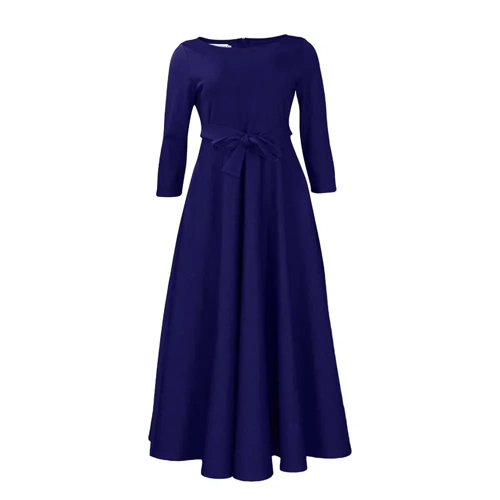 Robe africaine pour femmes pour soirée femmes africaines col rond Polyester couleur unie robe longue