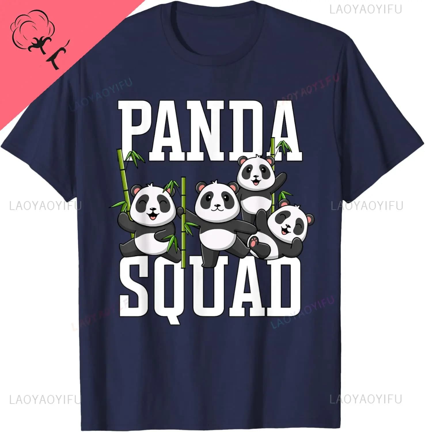 Mignon Panda famille graphique Panda Squad T-Shirt coton Kawayi personnalisé imprimé graphique t-shi