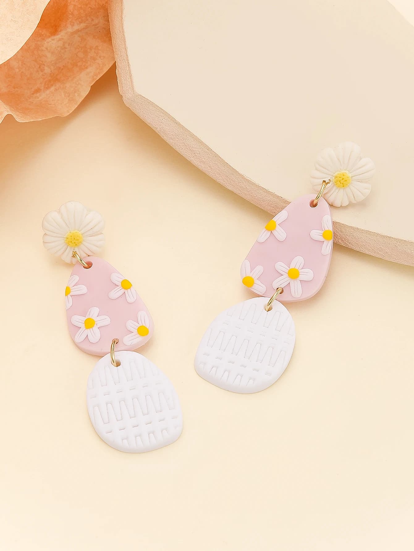 Boho déclaration marguerite boucles d'oreilles pour femmes léger polymère argile florale boucles d'o