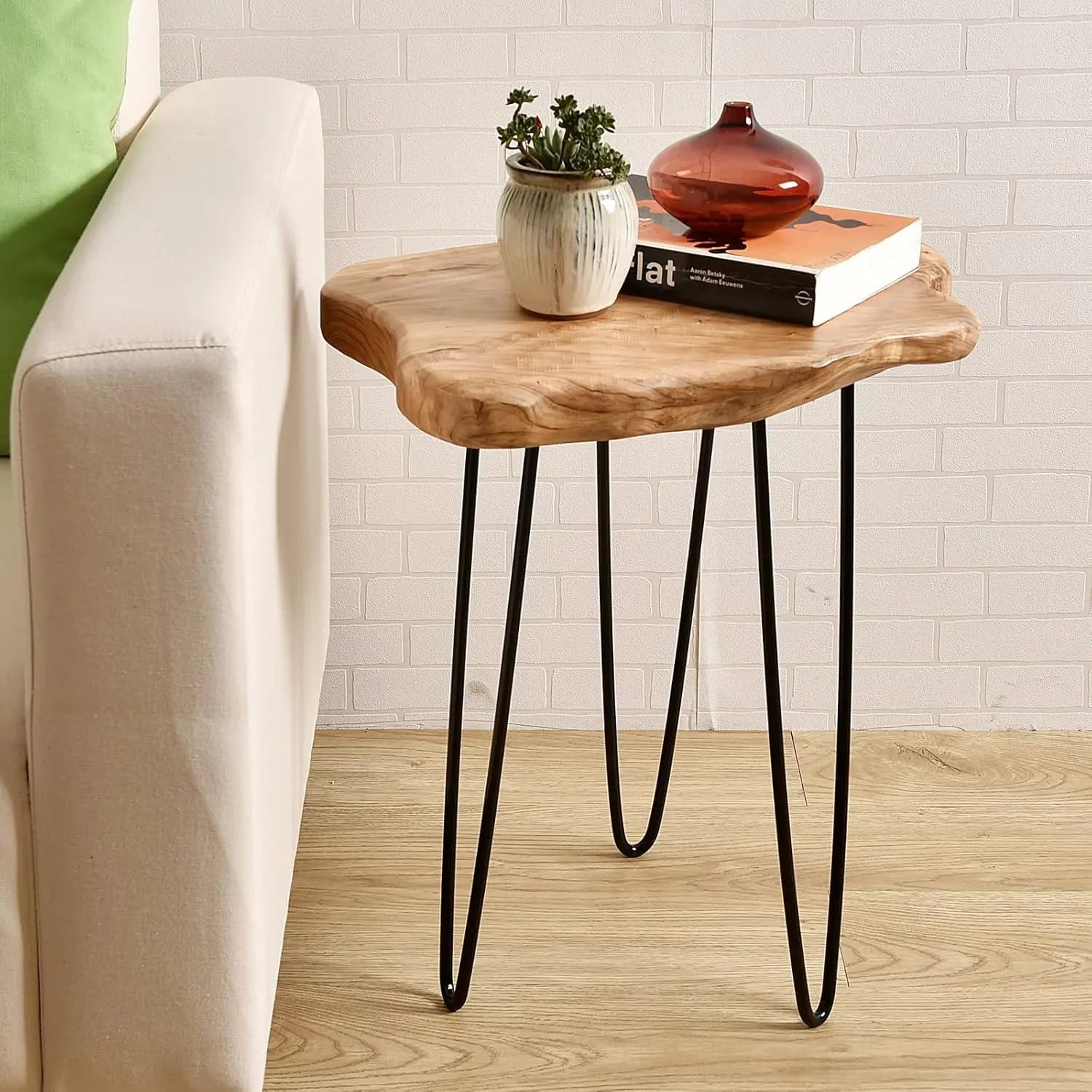 Table d'appoint à bord naturel, table d'appoint en bois, table de chevet, support pour plantes, bure