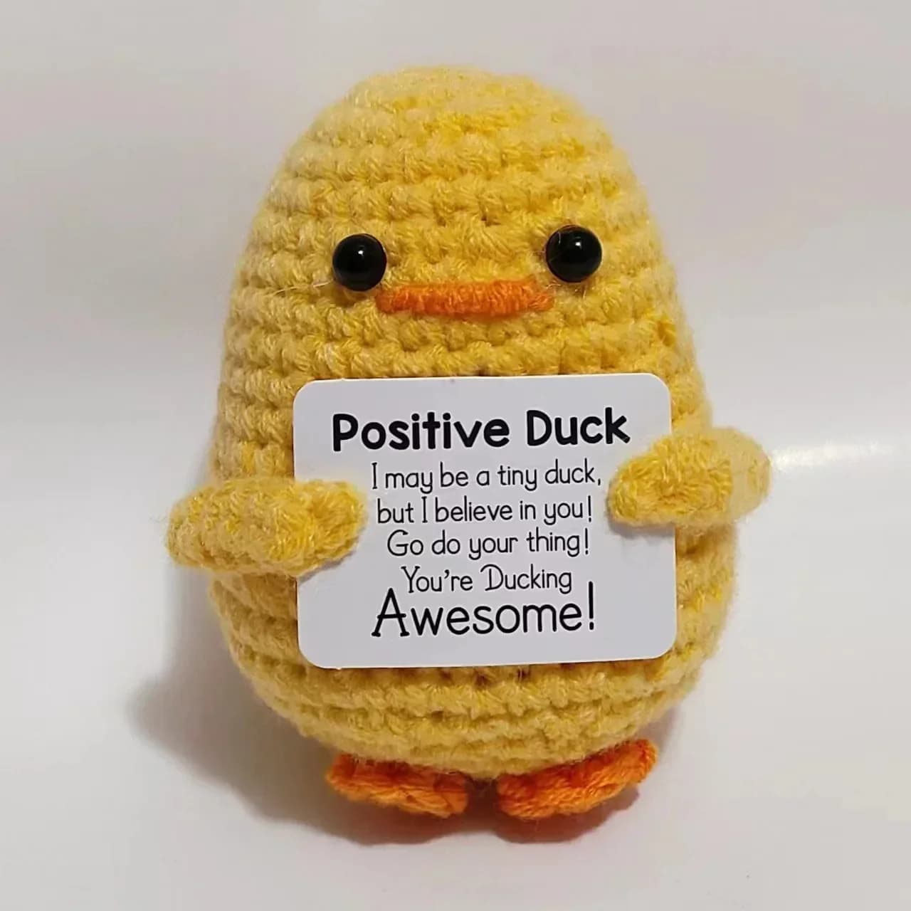 Canard à énergie Positive mignon, poupée tricotée Positive, Crochet, Support émotionnel, étagère, dé