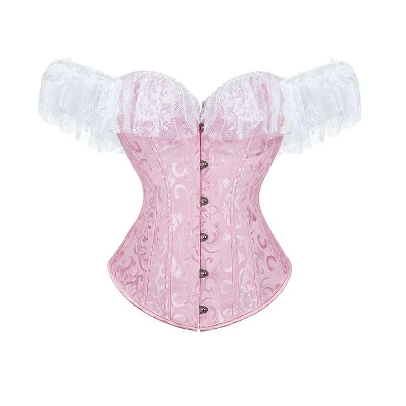 Corset avec manches princesse Corset haut en dentelle Corsets floraux pour femmes grande taille Vint