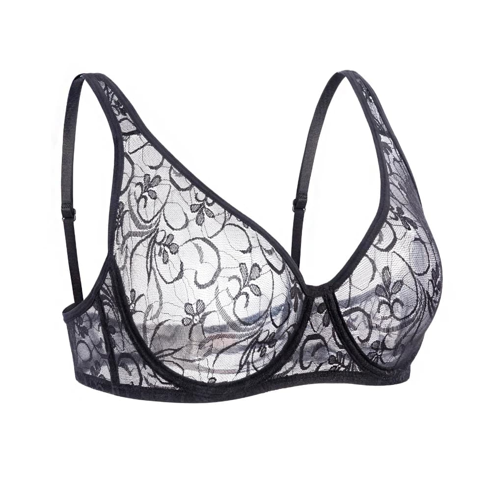 Femmes dentelle soutiens-gorge à armatures évider broderie sous-vêtements Sexy Perspective Lingerie 
