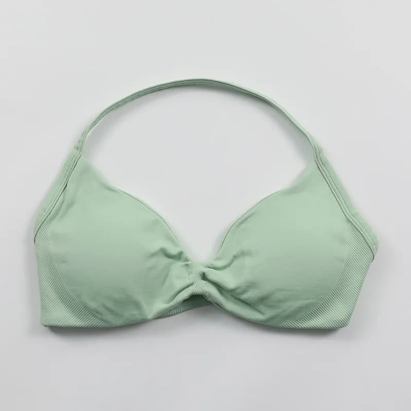 Impact Strappy Bra pour femme, soutien-gorge de sport dos nu froncé, style licou, maintien léger, ha