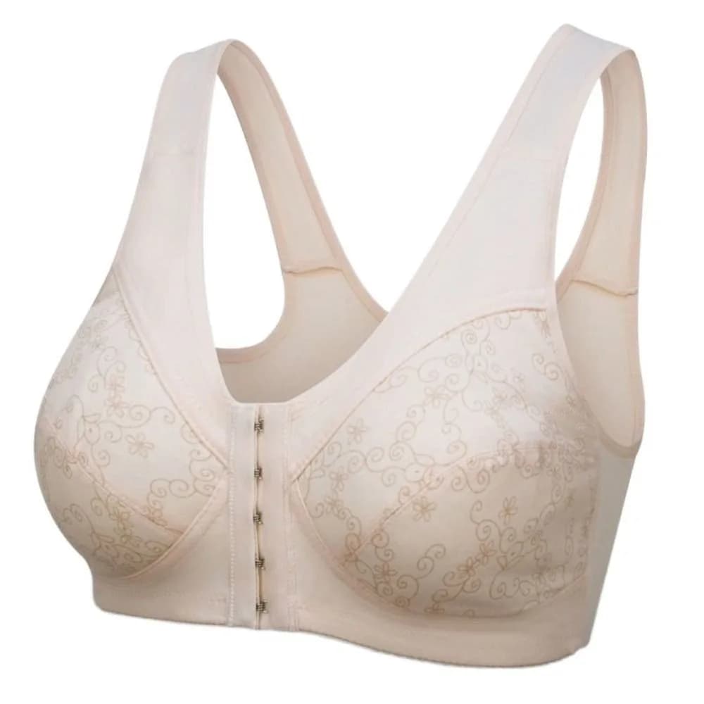 Soutien-gorge confortable et fin à boutons avant, bretelles larges, pratique pour les personnes âgée