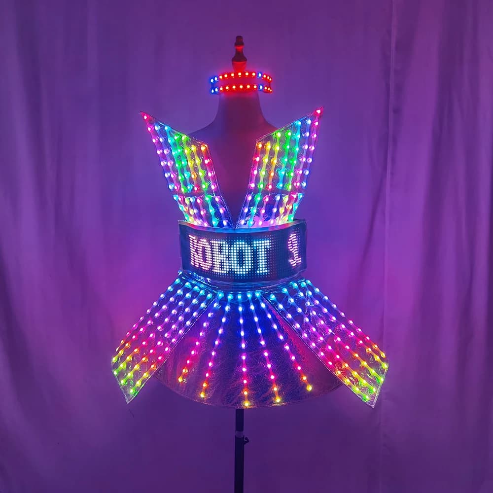 Robe de soirée LED brillante pour boîte de nuit, tenue de scène LED lumineuse pour DJ, danseuse Gogo
