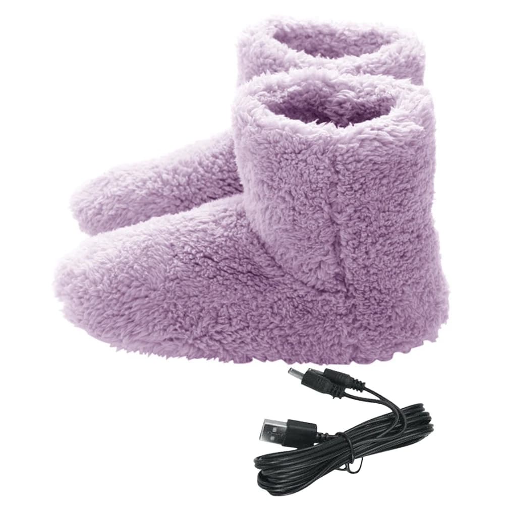 Chaussons électriques chauffe-pieds en peluche pour hommes et femmes, bottes de neige chaudes, chauf