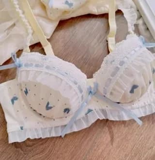 Lolita Girly Lingerie Girly japonais mignon dentelle petite poitrine tirer ensemble sans armatures d