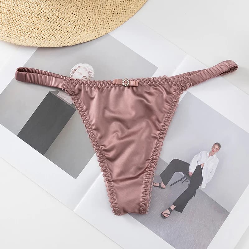 Sous-vêtements à ceinture fine avec nœud pour femmes et filles, culotte de sport, string taille bass
