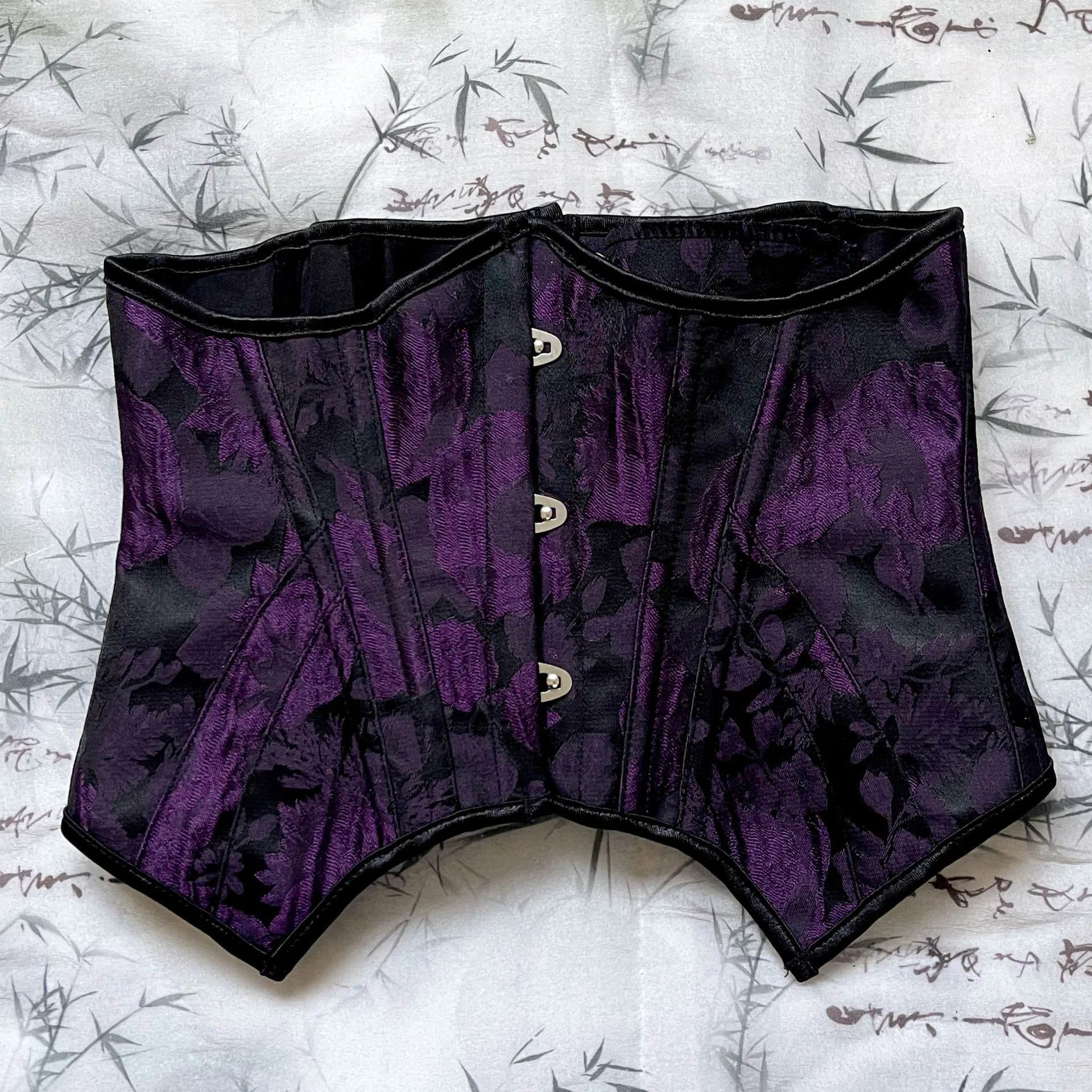 Corset Bustier Vintage Femme avec Boucles et Lacets, Amincissant sous la Poitrine, Imprimé Floral, H
