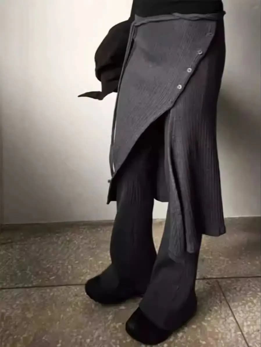 2025 bas femmes mode rue Design fil tricoté boucle décontractée cravate fendue demi-corps jupe panta