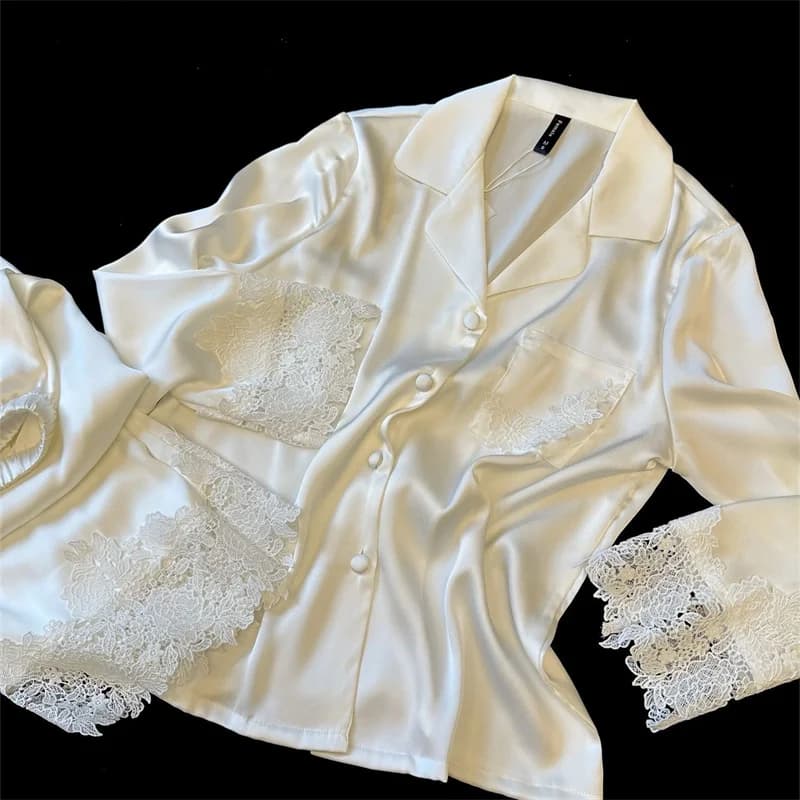 Pyjama Femme soie Satin vêtements de nuit pour vêtements de nuit nouvelle mode dentelle maison vêtem