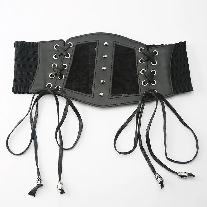 Corset Noir Amincissant à Lacets pour Femme, Ceinture Large, Vêtement Gothique, Sous le Buste, Robe