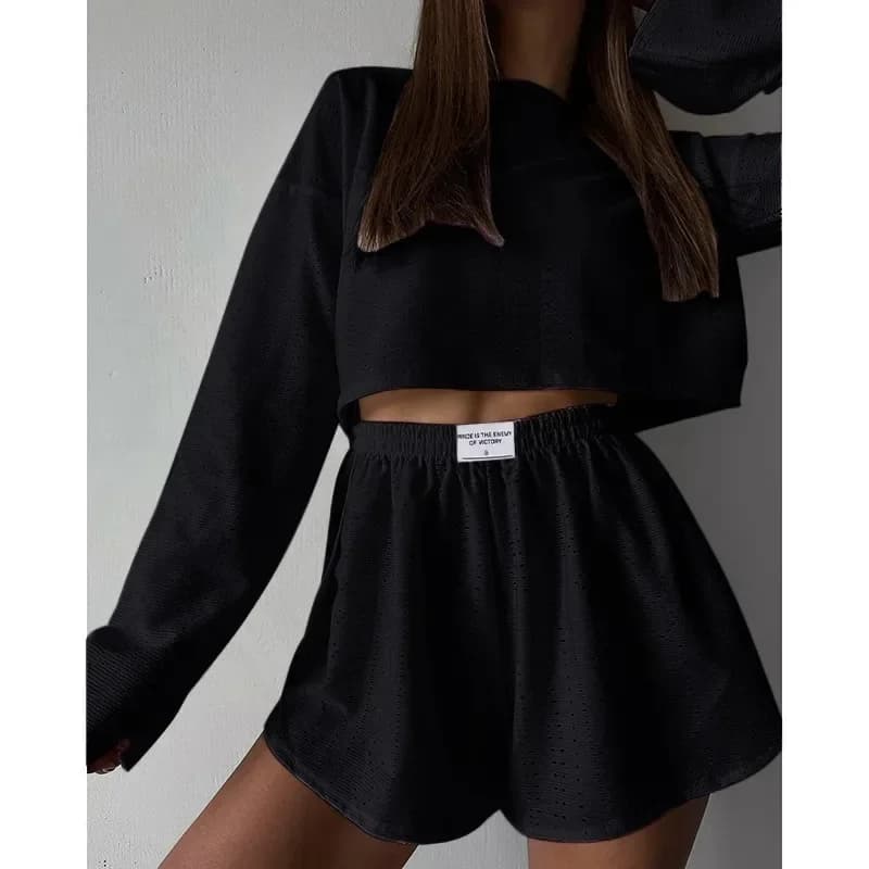 Ensemble pyjama pour femmes, vêtements de nuit, hauts à manches longues avec short, vêtements de mai