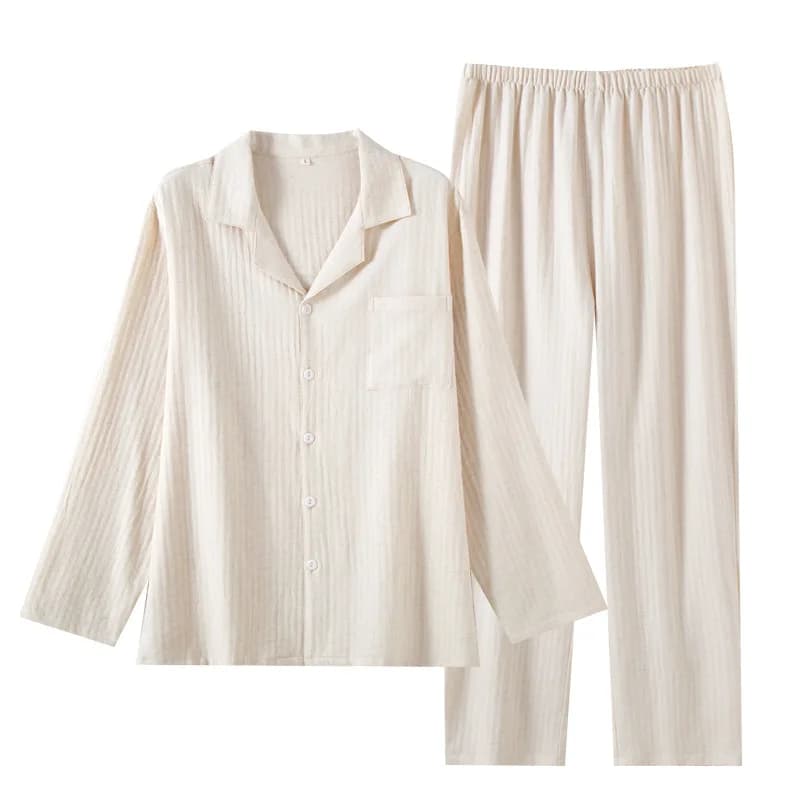 Ensemble pyjama en gaze 100% coton pour hommes |   Vêtements de nuit en mousseline douce et respiran