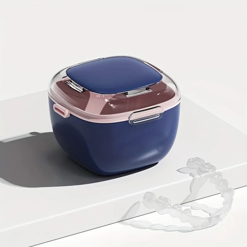 1 pièce de boîte pratique pour prothèses dentaires, boîte de nettoyage portable pour couvercles de p