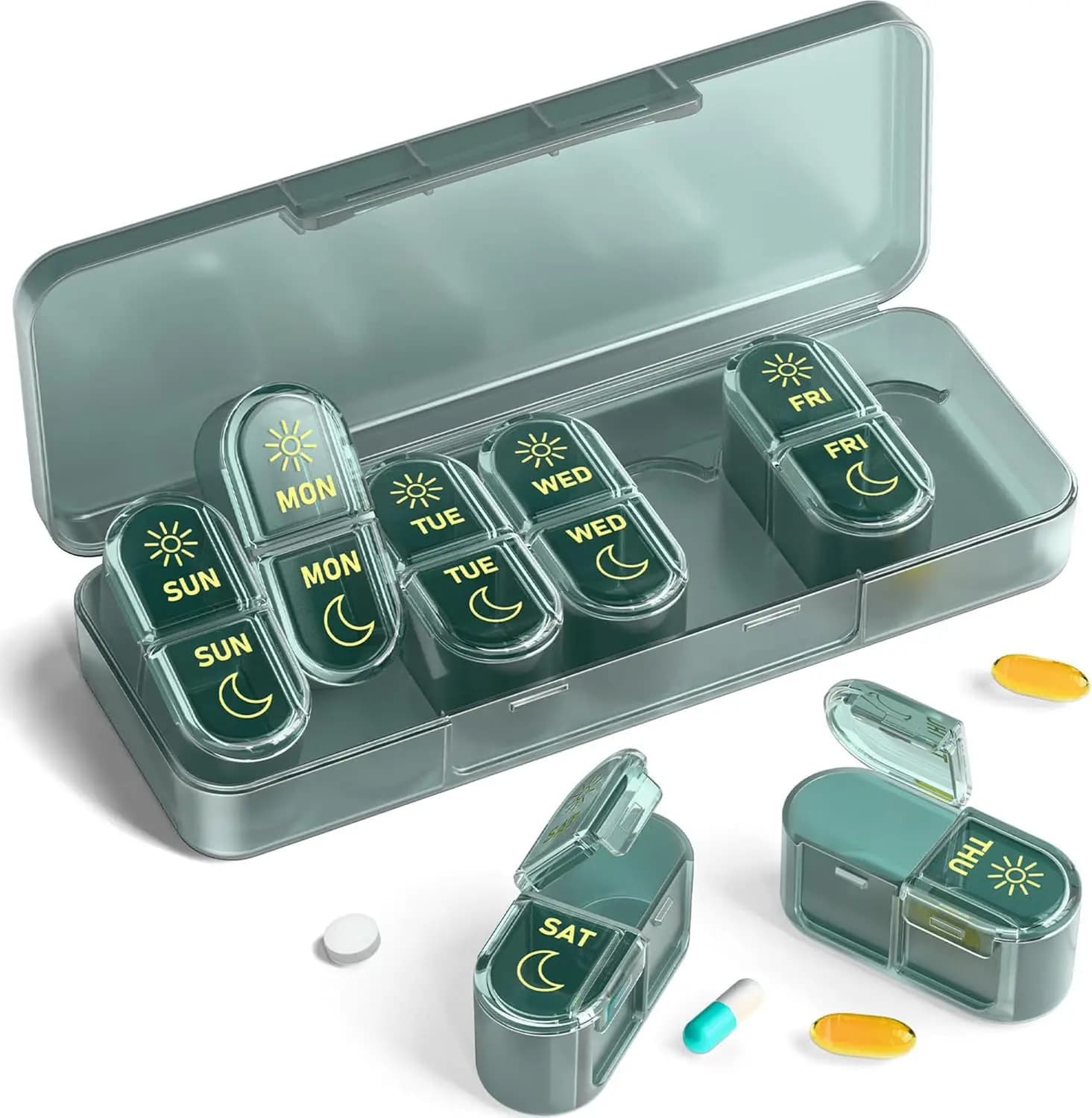 Organisateur de pilules, boîte à médicaments, organisateur de pilules 7 jours matin et soir, boîte à