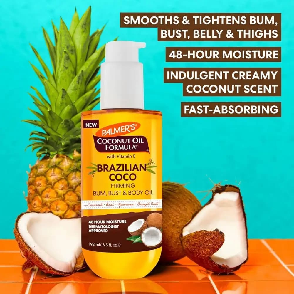 Huile corporelle raffermissante Palmer's Vanille & Noix de Coco - Hydratation 72H avec Beurre de Kar