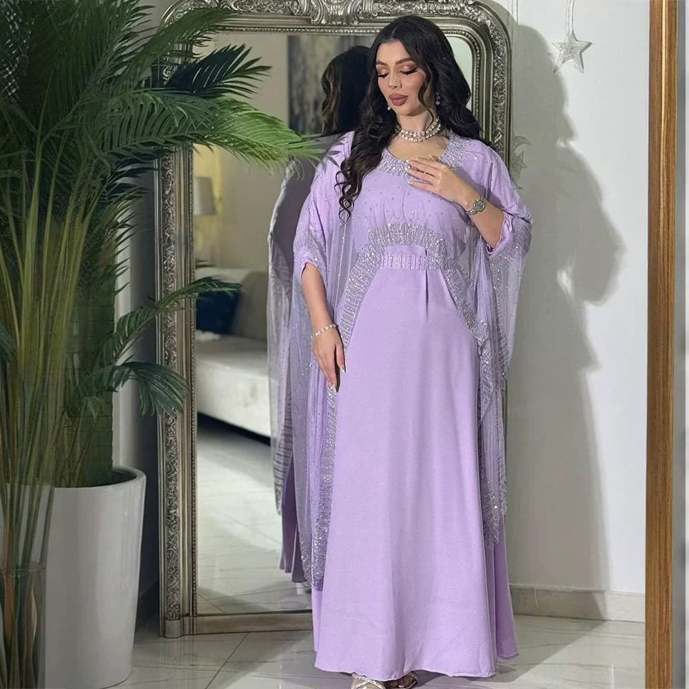 Dubaï marocain arabie saoudite musulmane luxe mode femmes vêtements Abaya diamant ensemble Robe Robe
