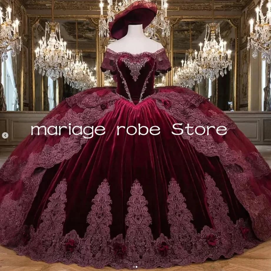 Robes de soirée victoriennes en velours bordeaux, épaules dénudées, corset à lacets, costume de masc