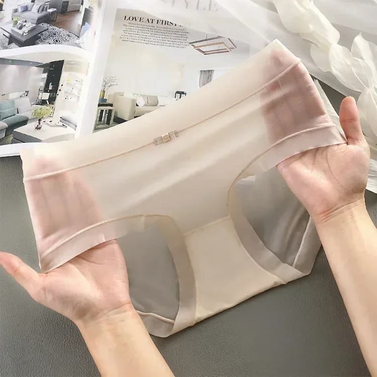 Femmes glace soie culottes Sexy slips transparents sans couture respirant taille moyenne caleçons ét