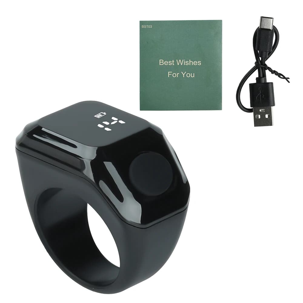 Bague connectée intelligente avec compteur numérique LCD Bluetooth pour le Zikr musulman, rappel de 
