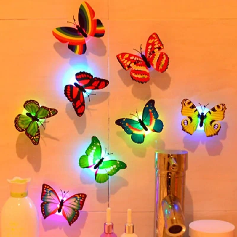 Autocollant Mural Lumineux en Forme de Papillon, Veilleuse, Décoration pour Pelouse, ix, Jardin, Arr