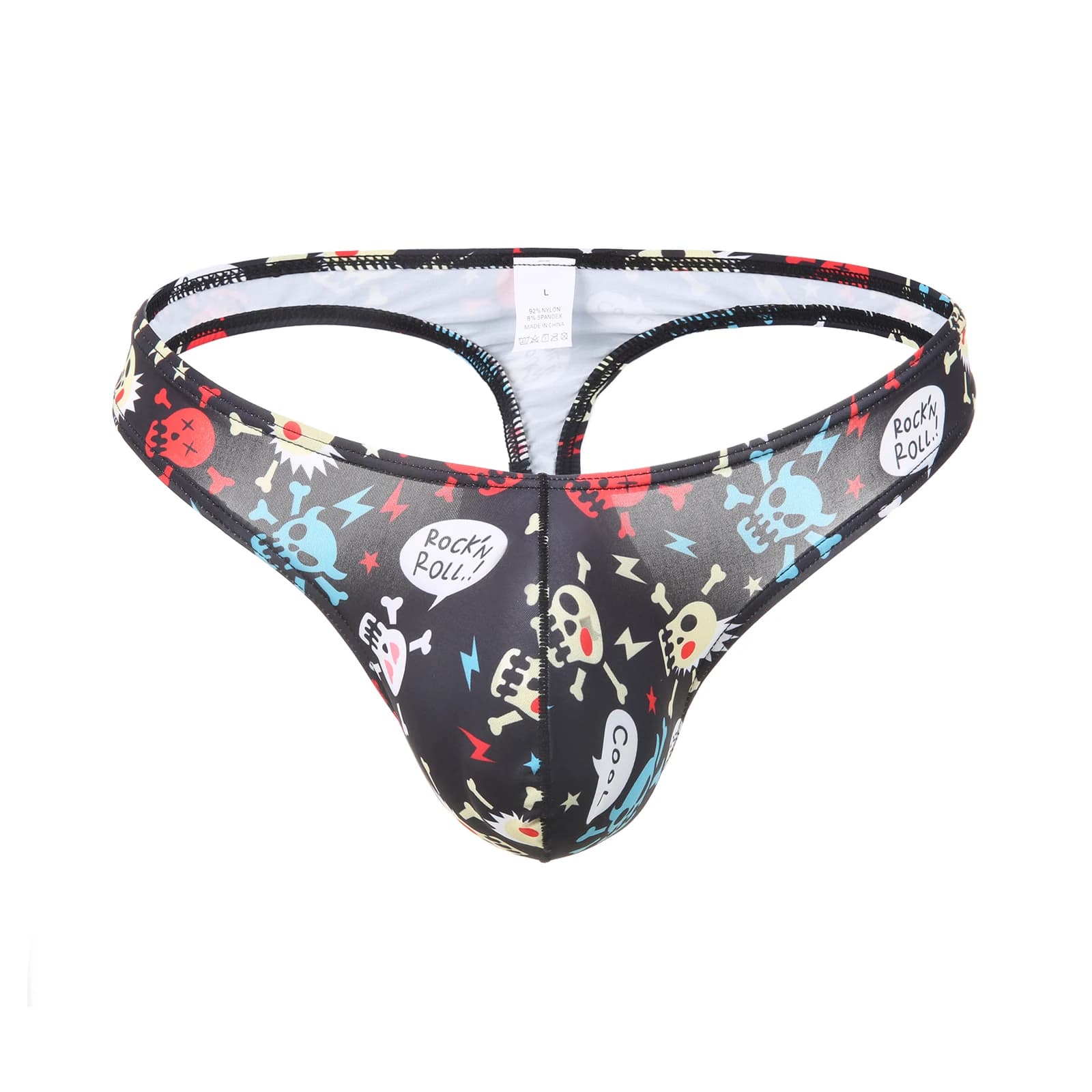 Strings pour homme, mini-culottes sexy Halloween, sous-vêtements drôles à motif crâne, avec poche de