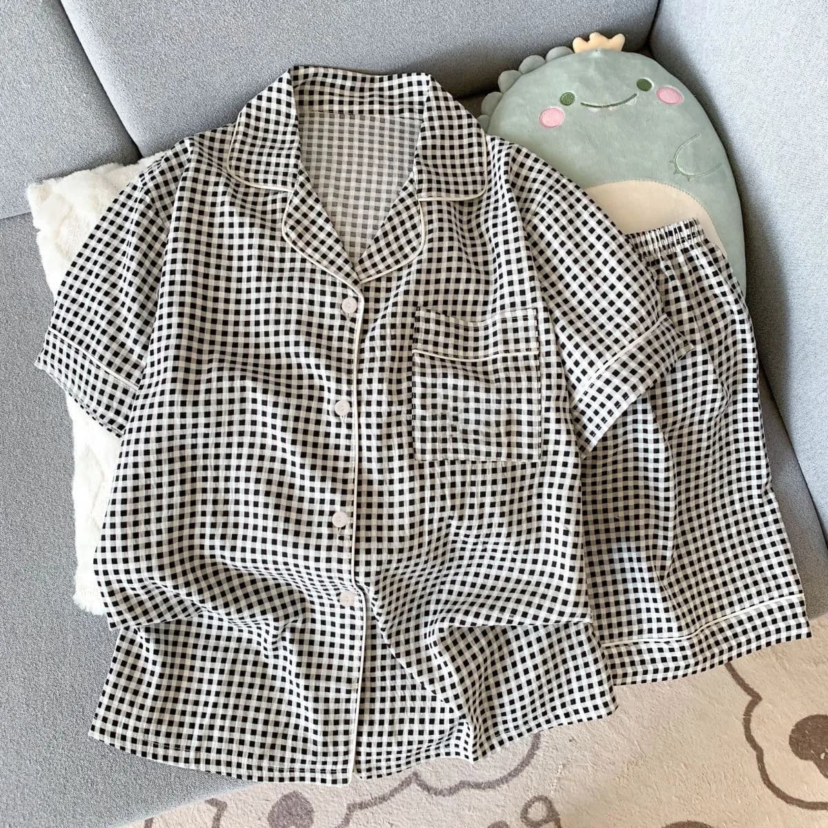 Nouvel ensemble pyjama d'été 2026 pour femme : short à manches courtes, motif dessin animé mignon, c
