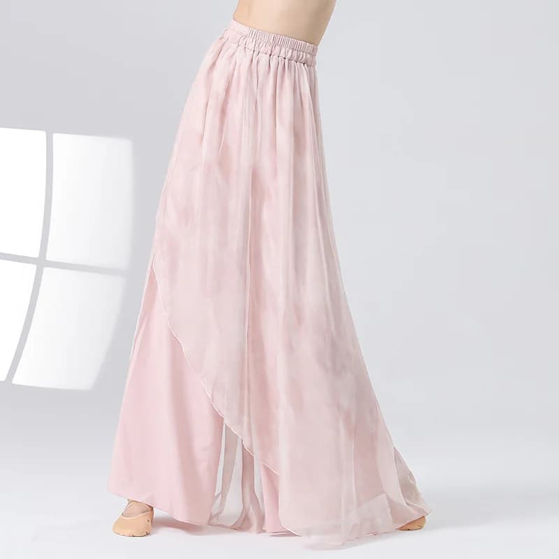 Jupe-pantalon fluide à 2 couches pour femmes, culotte de danse classique moderne, imprimé corps rime
