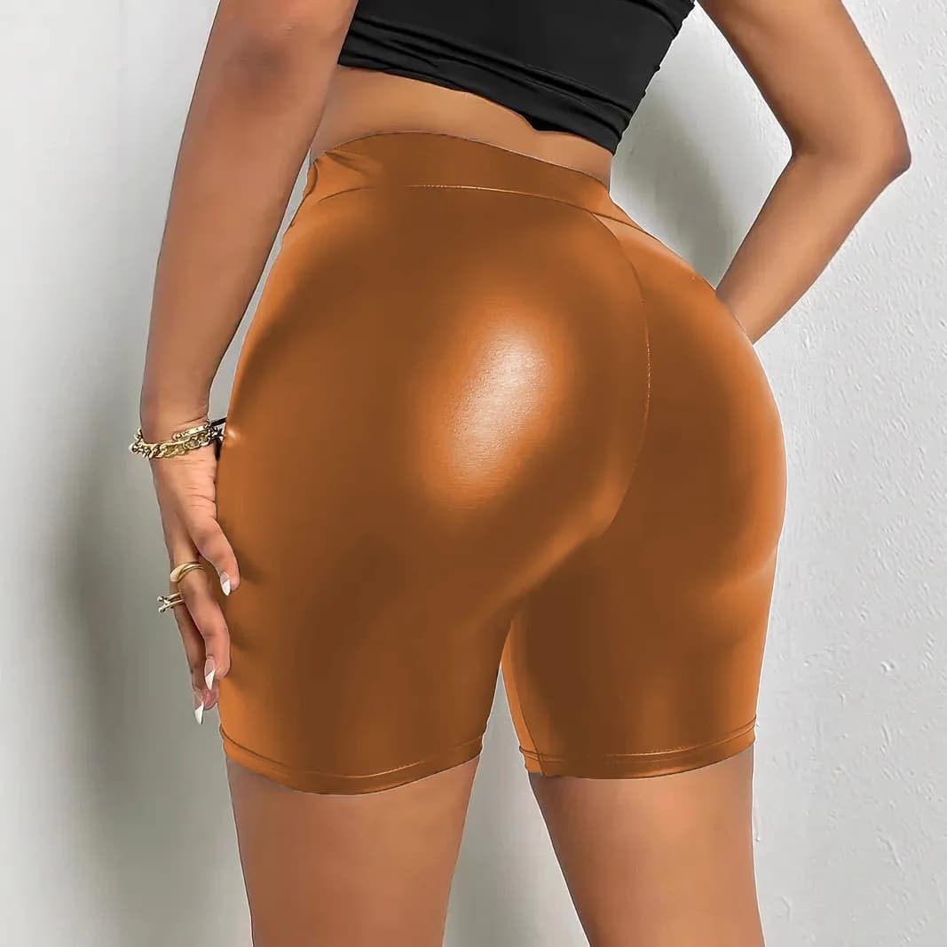 Short en cuir PU Sexy pour femmes, pantalon de plage, taille haute, longueur cinq-quarts, Style Rock