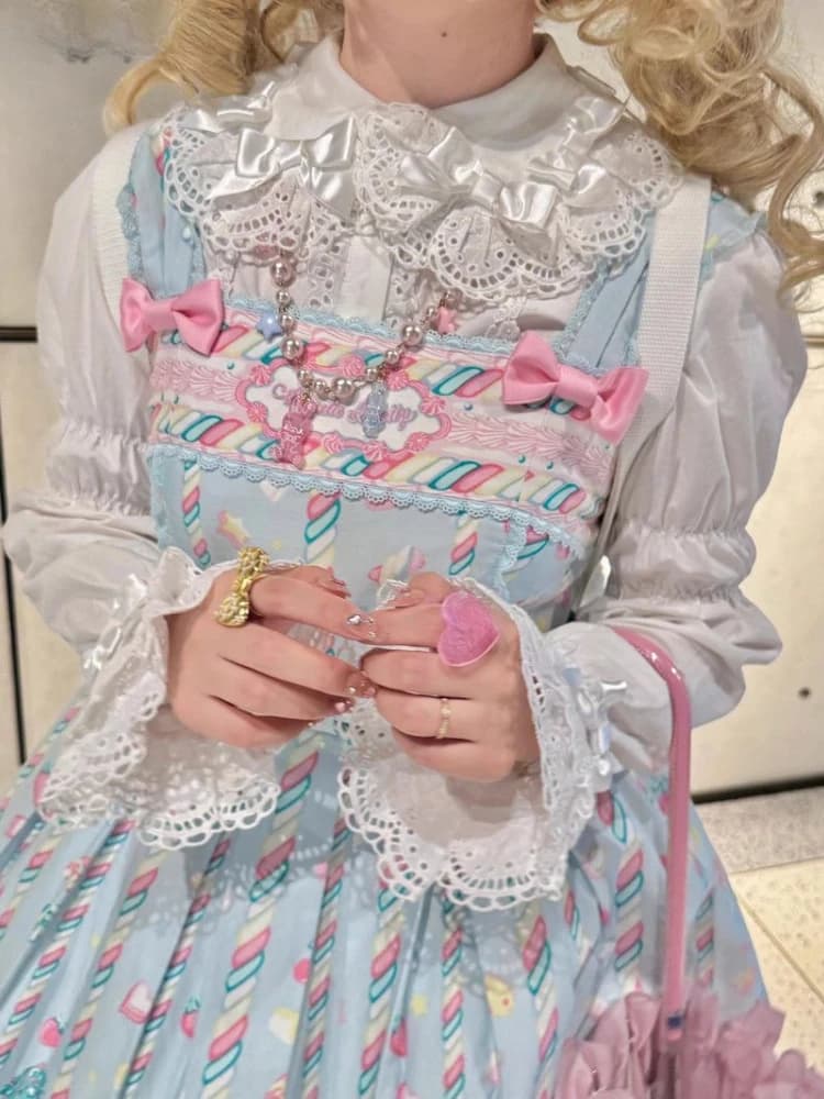 Lolita col claudine nœud femmes chemise japonaise simple boutonnage doux Blouse Y2k esthétique dente