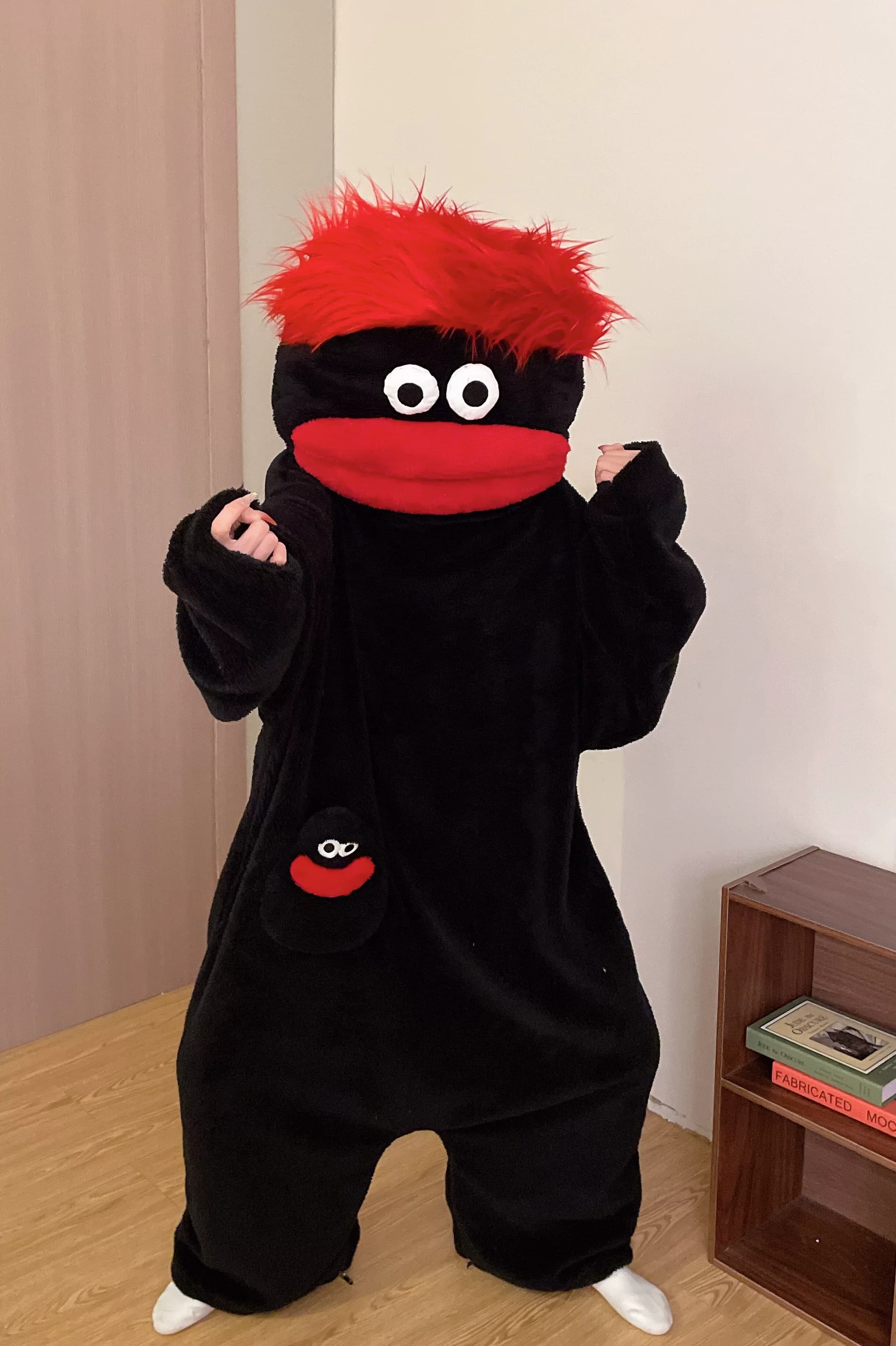 Pyjama Combinaison Monstre à Grande Bouche en Polaire Corail Épaisse pour Adultes, Hiver, Chaud, Drô