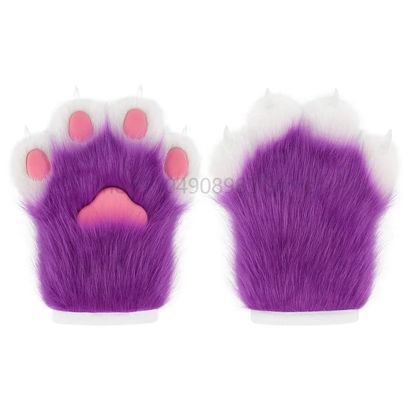 Gants à ongles en fourrure d'animaux, en fausse fourrure, en peluche, griffes de chat, mitaines patt