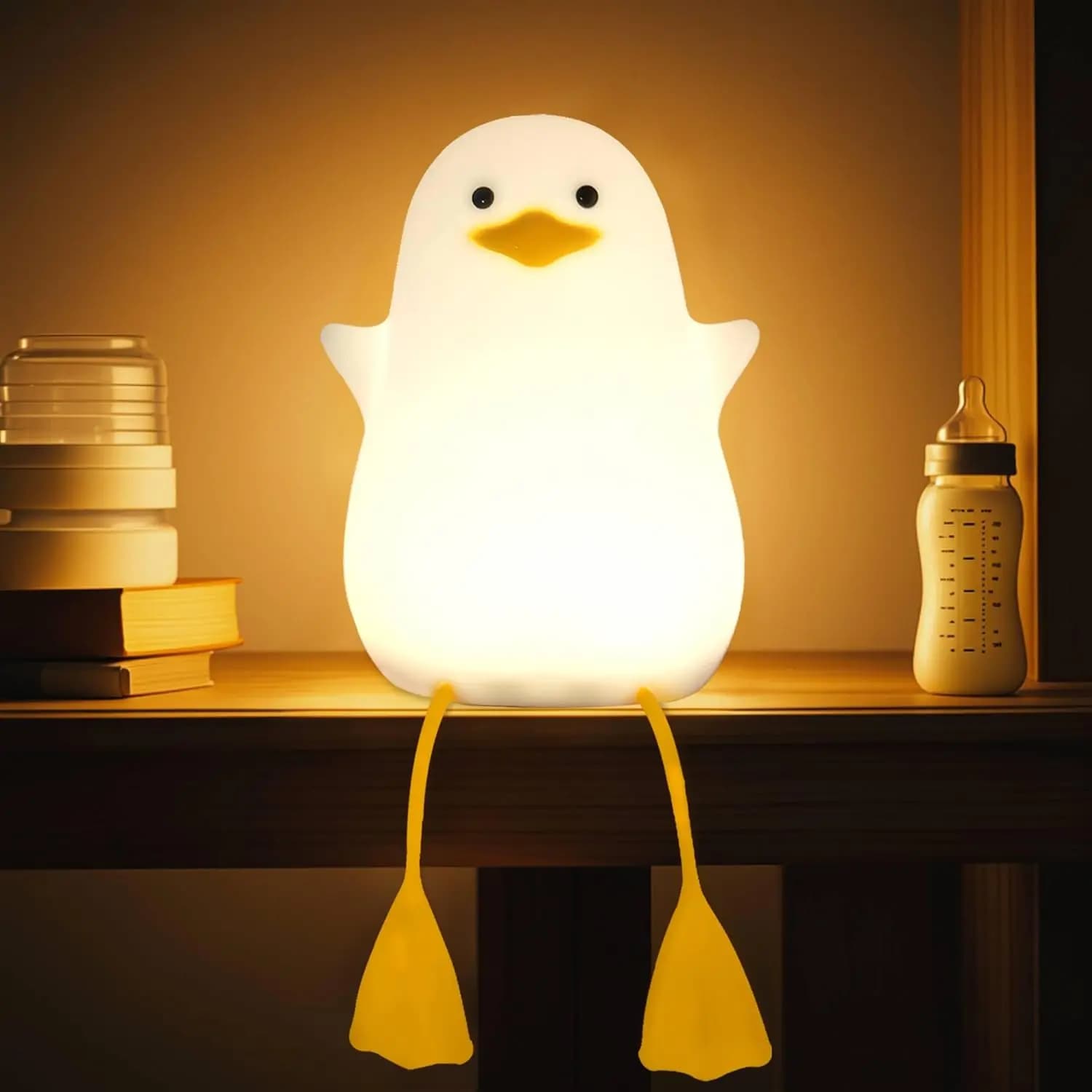 Veilleuse en forme de canard pour enfants, Animal mignon, lampe en Silicone, commande tactile, varia