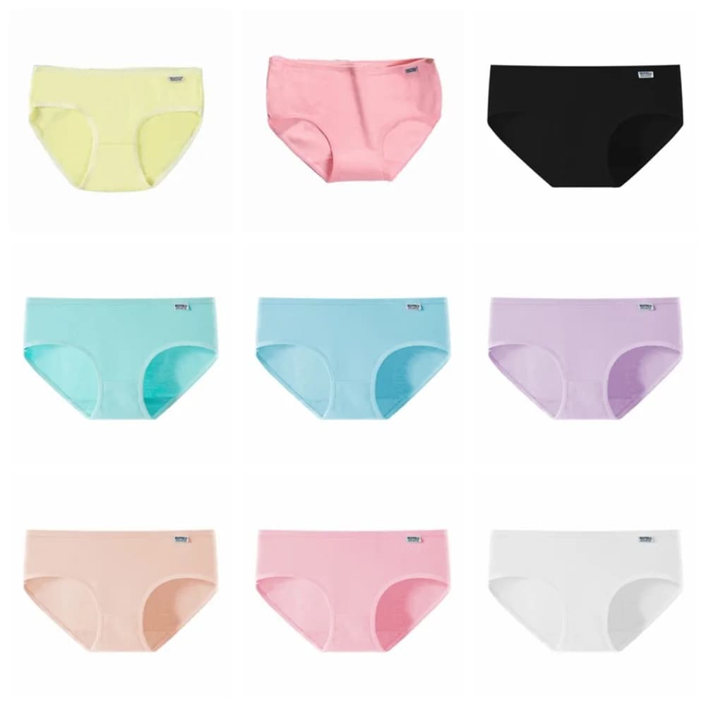6 pièces à la mode couleur bonbon Simple culottes respirant Lingerie sous-vêtements femmes caleçons 