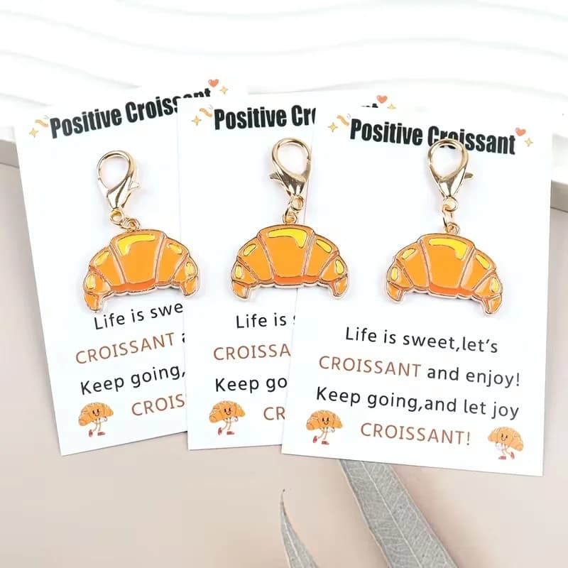 3 ou 5 pièces de porte-clés croissant 2D exquis, avec une palette de couleurs jaunes chaudes, à la f