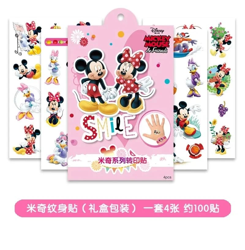 Autocollants Flash de tatouage pour le corps, dessin animé Disney, Mickey Mouse, la sirène, blanche-