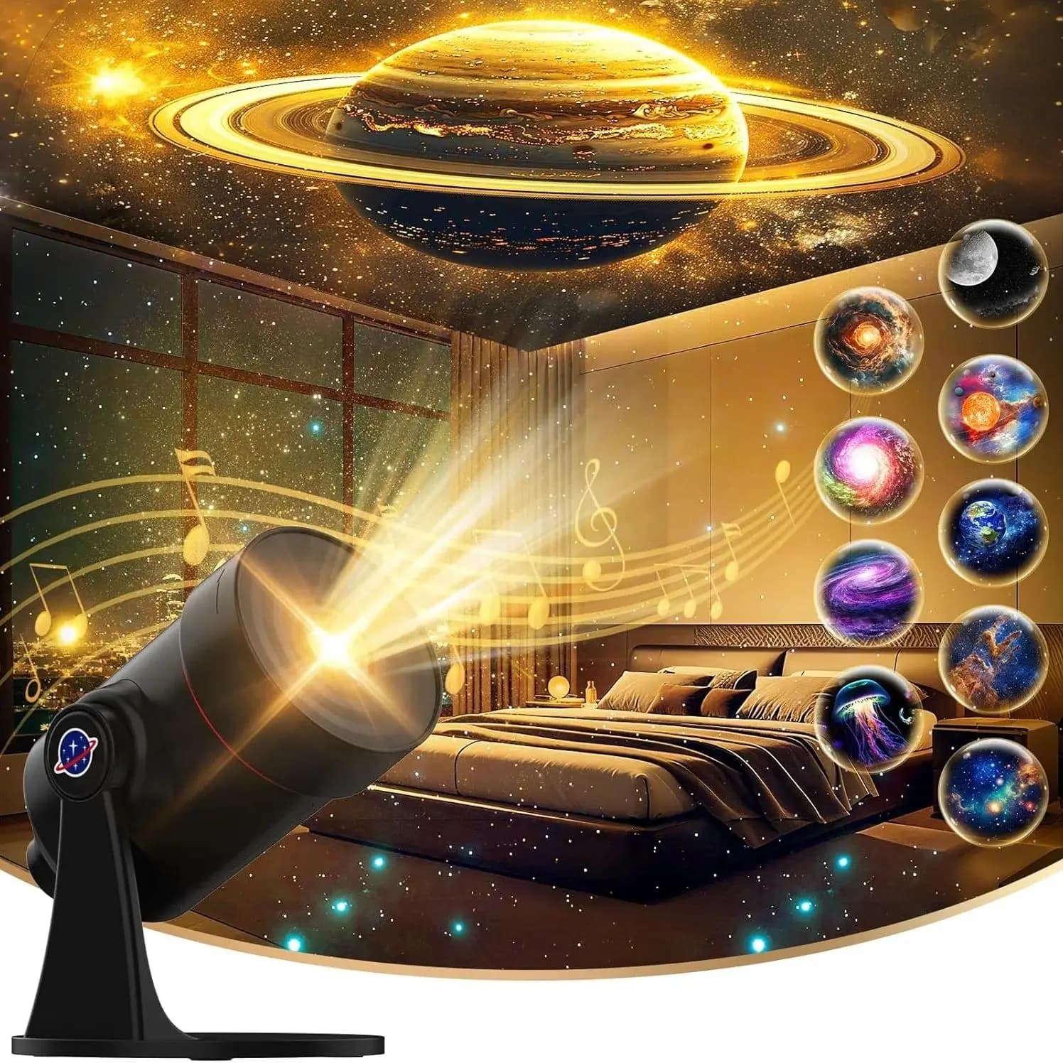 Projecteur Galaxie à Bruit Blanc Veilleuse Ambiance avec 28 Sons Apaisants Décoration de Chambre pou